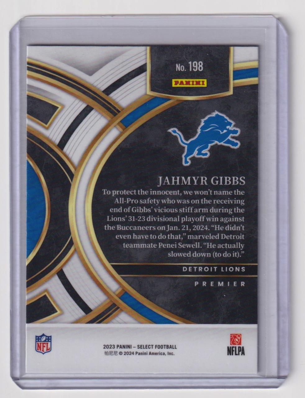 2023 Panini Select #198 Jahmyr Gibbs Silver Prizms