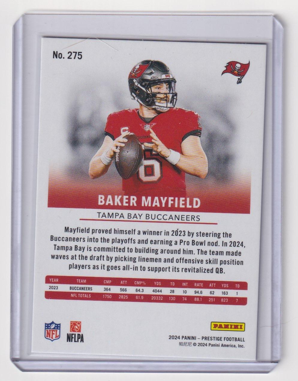 2024 Panini Prestige #275 Baker Mayfield Purple Premium Xtra Points #/99