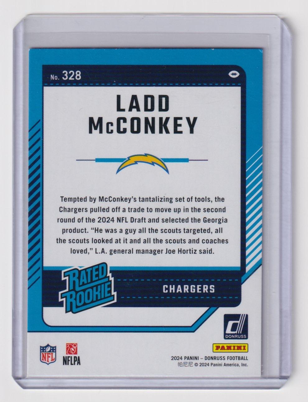 2024 Donruss Football Ladd McConkey Red Press Proof Rated Rookie #328
