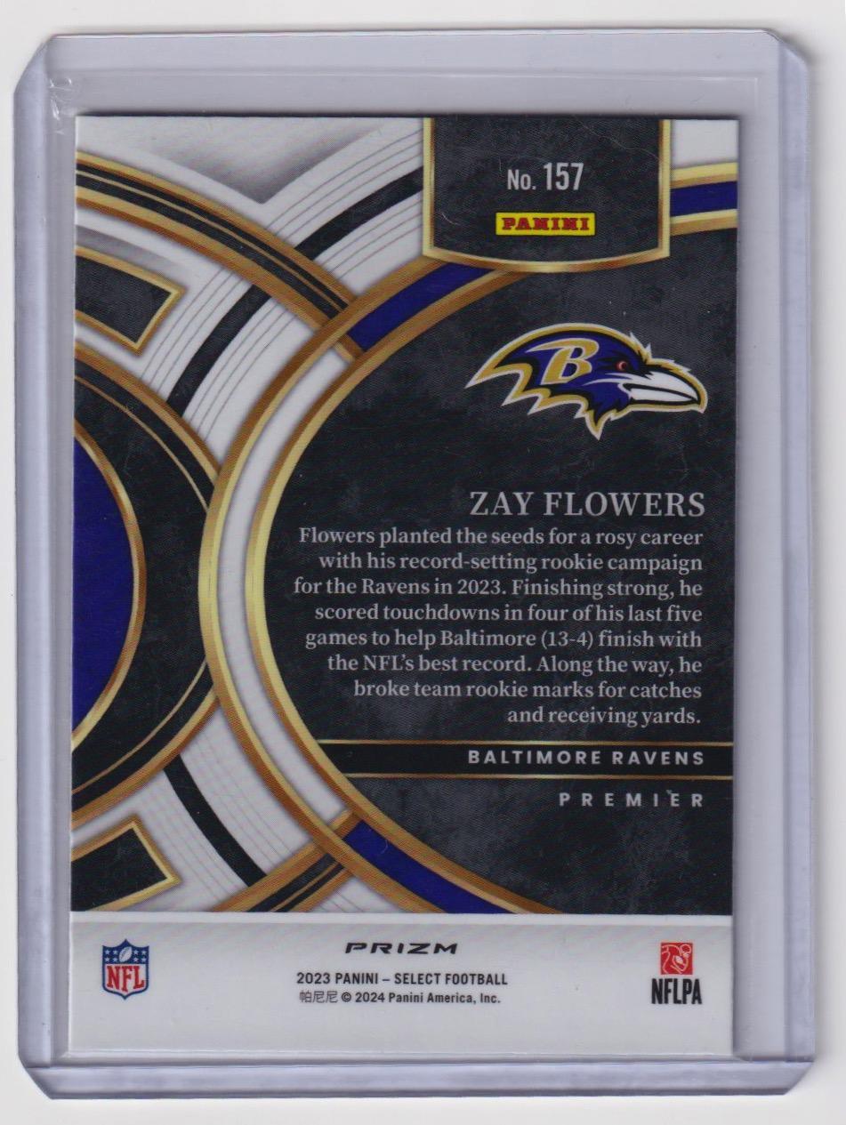 2023 Panini Select #157 Zay Flowers Silver Prizms