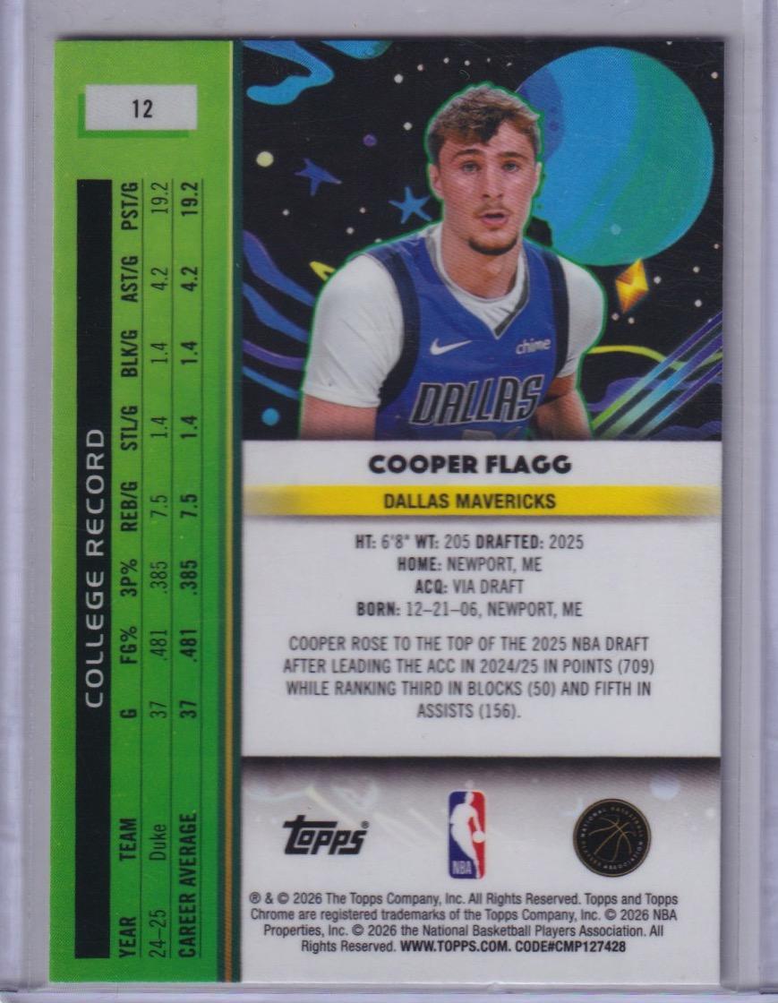2025-26 Topps Chrome Cosmic #12 Cooper Flagg