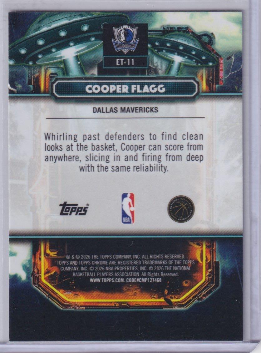 2025-26 Topps Chrome Cosmic #ET-11 Cooper Flagg Extraterrestrial Talent