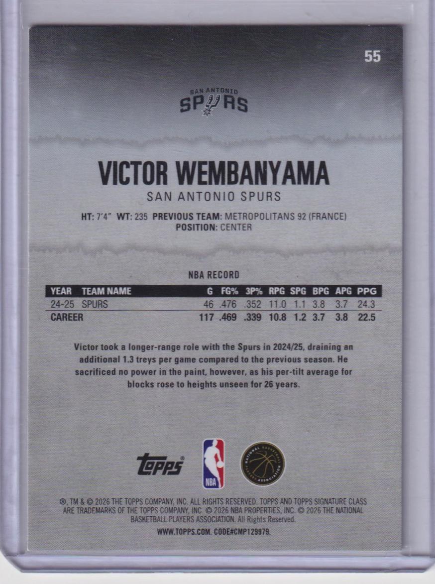 2025-26 Topps Signature Class #55 Victor Wembanyama