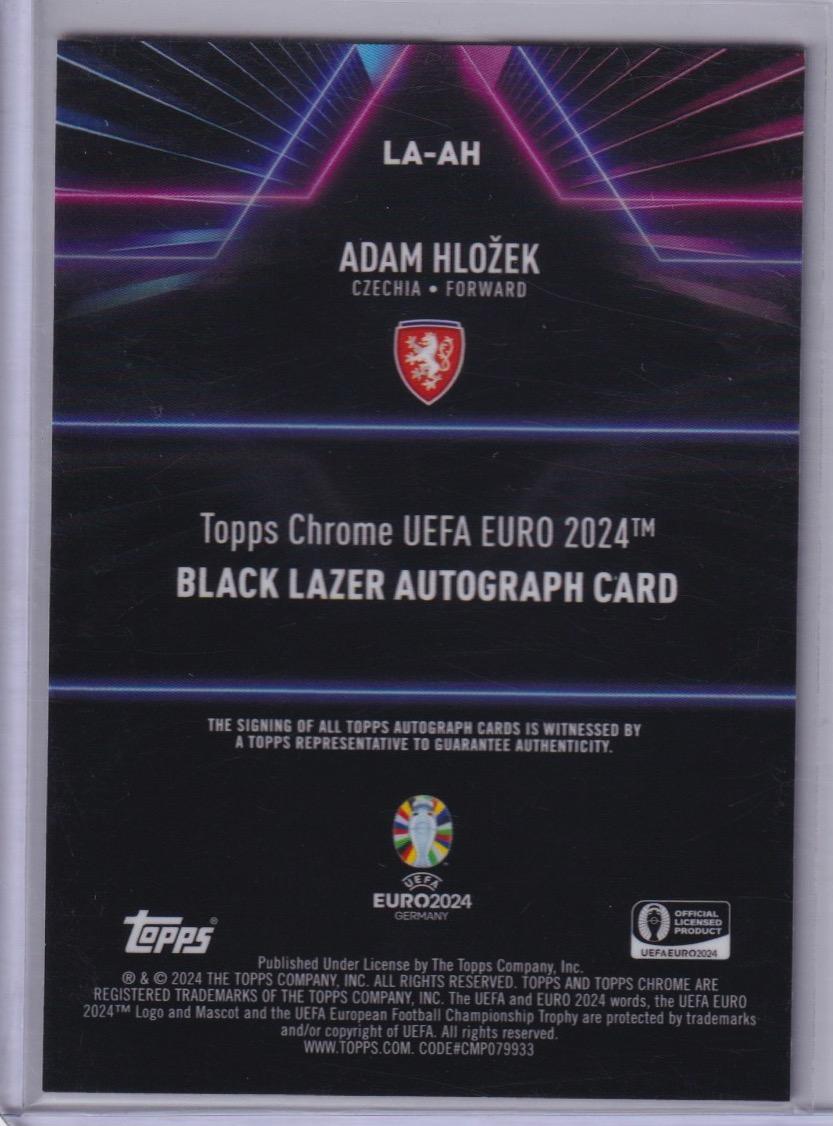 2024 Topps Chrome UEFA EURO #LA-AH Adam Hložek Black Lazer Autographs