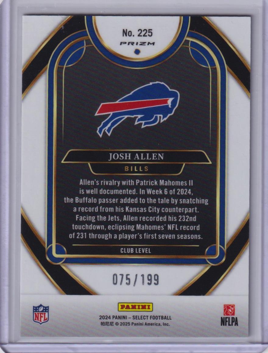 2024 Panini Select #225 Josh Allen White Prizm Shock #/199