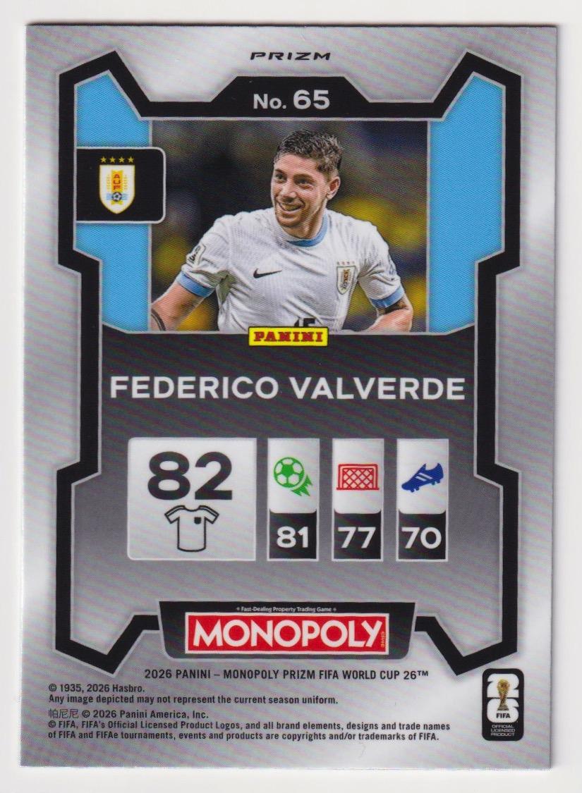 2026 Panini Prizm Monopoly FIFA - Federico Valverde #65 Four Corners Green Wave