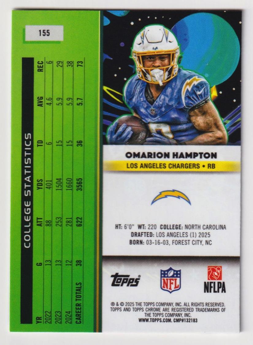2025 Topps Chrome Cosmic #155 Omarion Hampton