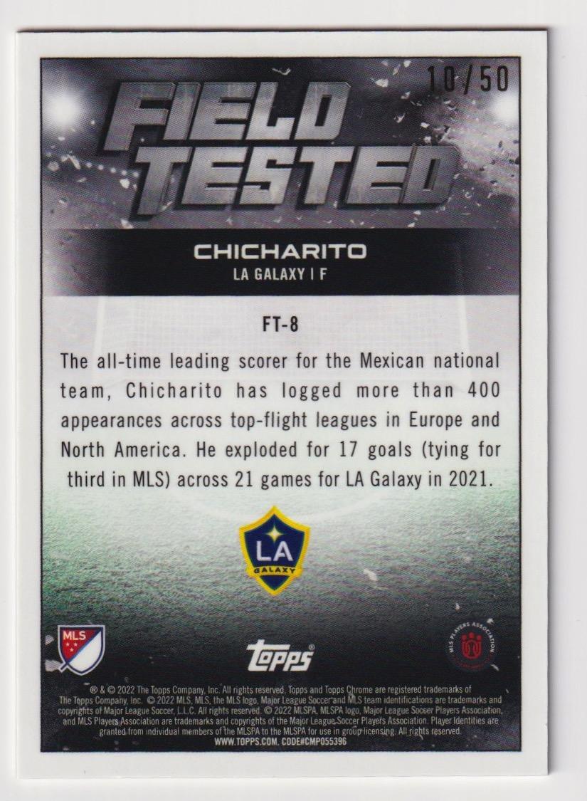 2022 Topps Chrome MLS #FT-8 Chicharito Field Tested Gold #/50