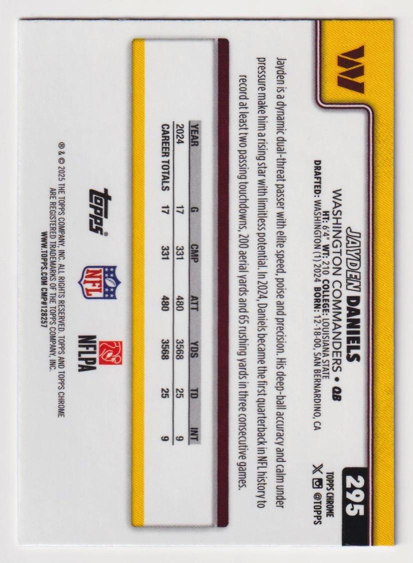 2025 Topps Chrome Sapphire Edition #295 Jayden Daniels