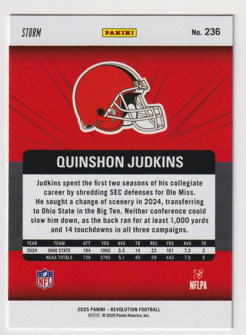2025 Panini Revolution #236 Quinshon Judkins Red Storm