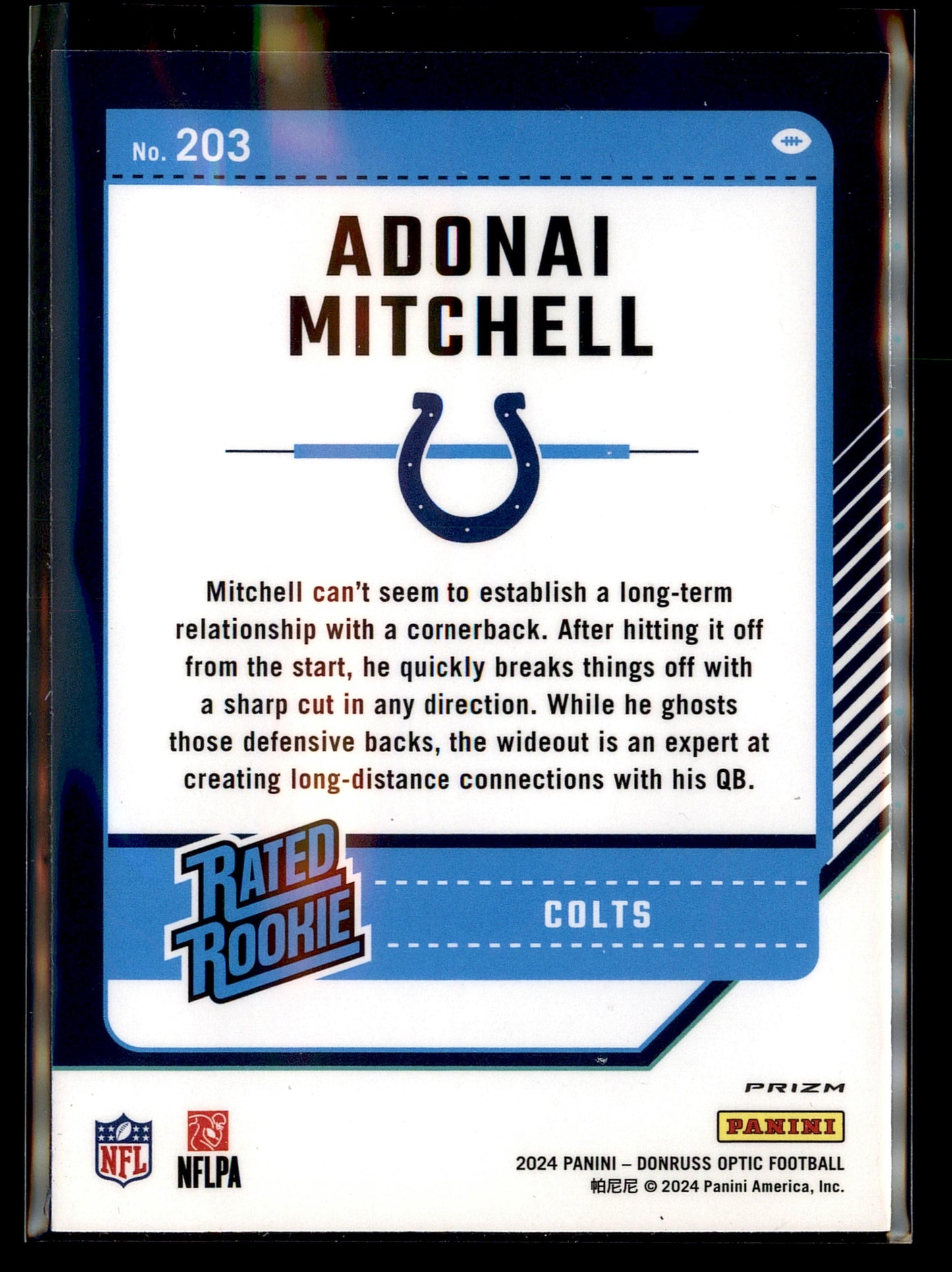 2024 Donruss Optic #203 Adonai Mitchell Purple Shock