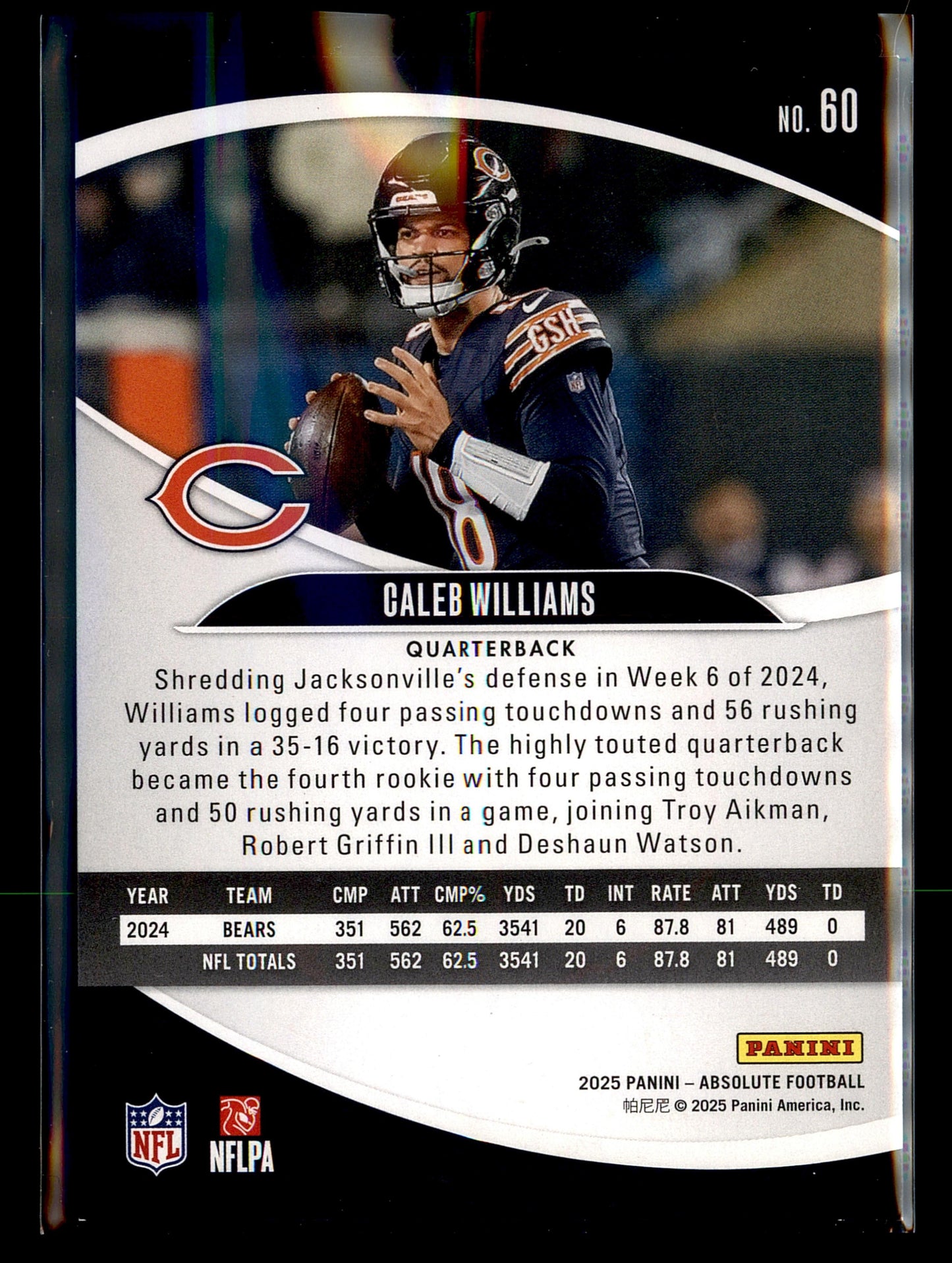 2025 Panini Absolute #60 Caleb Williams