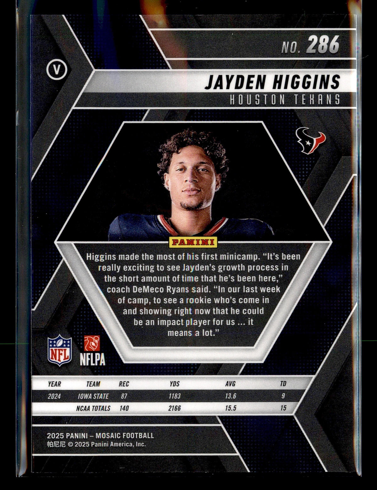 2025 Panini Mosaic #286 Jayden Higgins