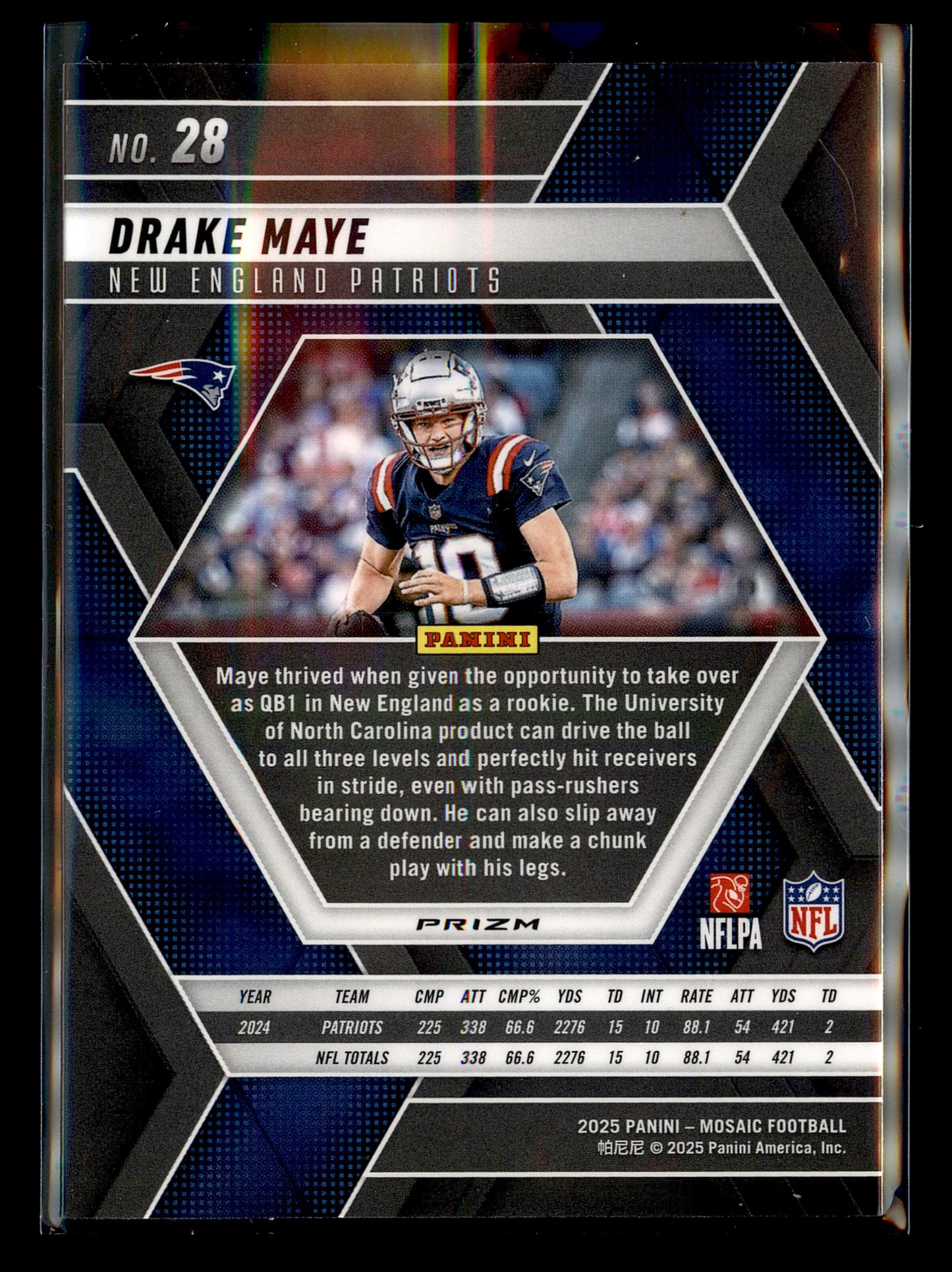 2025 Panini Mosaic #28 Drake Maye Purple Scope