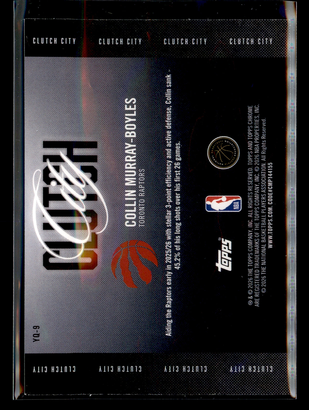 2025-26 Topps Chrome Update #YQ-9 Collin Murray-Boyles Clutch City