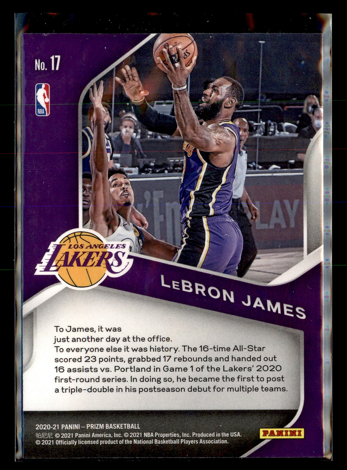 2020-21 Panini Prizm #17 LeBron James Dominance