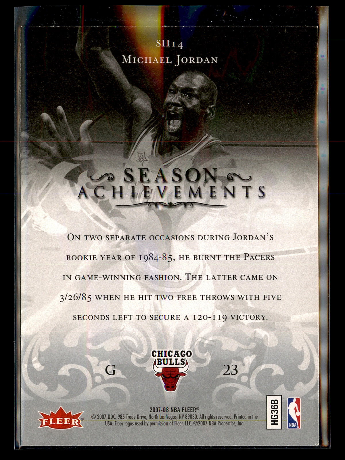 2007-08 Fleer Michael Jordan Box Set #SH14 Michael Jordan Season Achievements