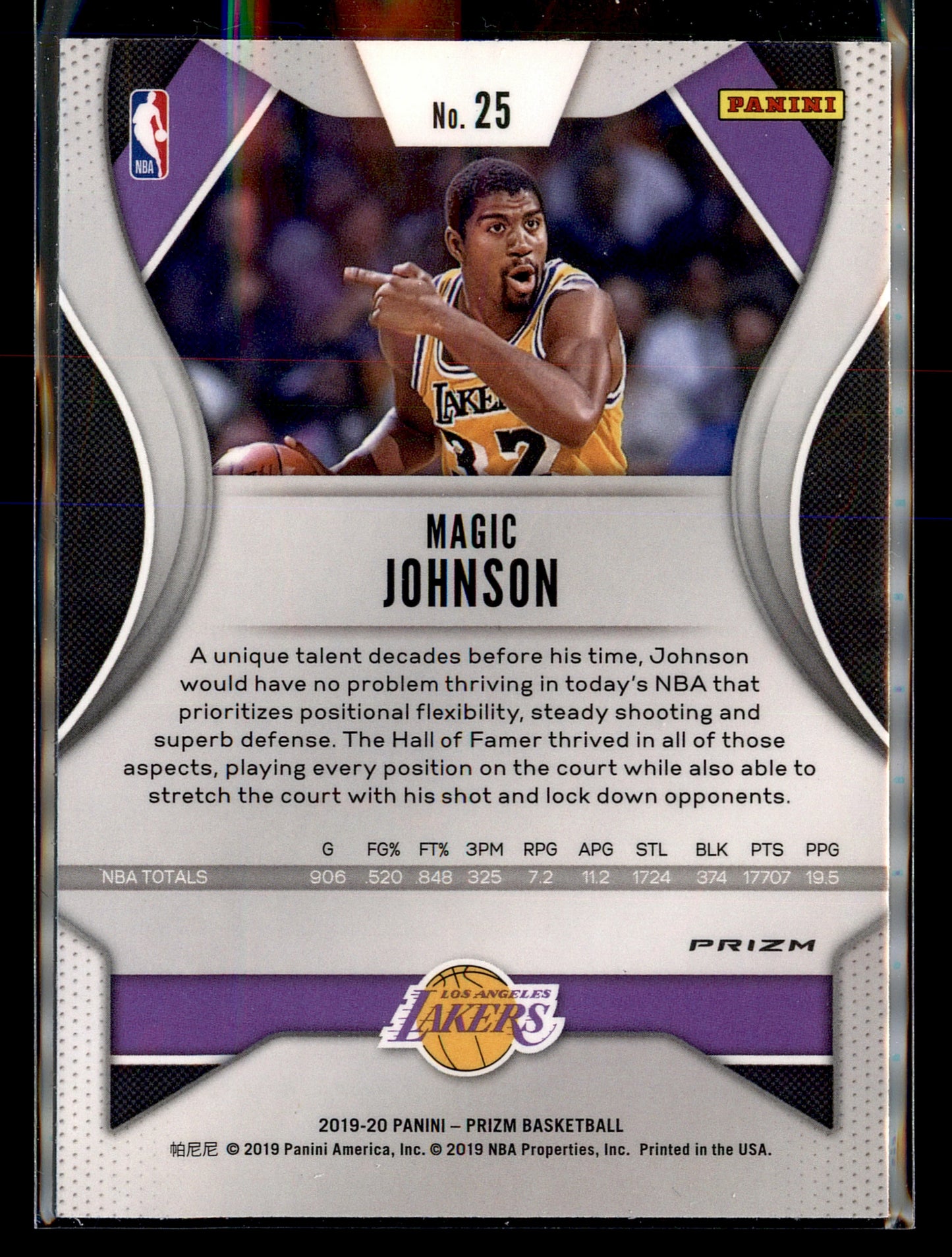 2019-20 Panini Prizm #25 Magic Johnson Prizms Pink Ice