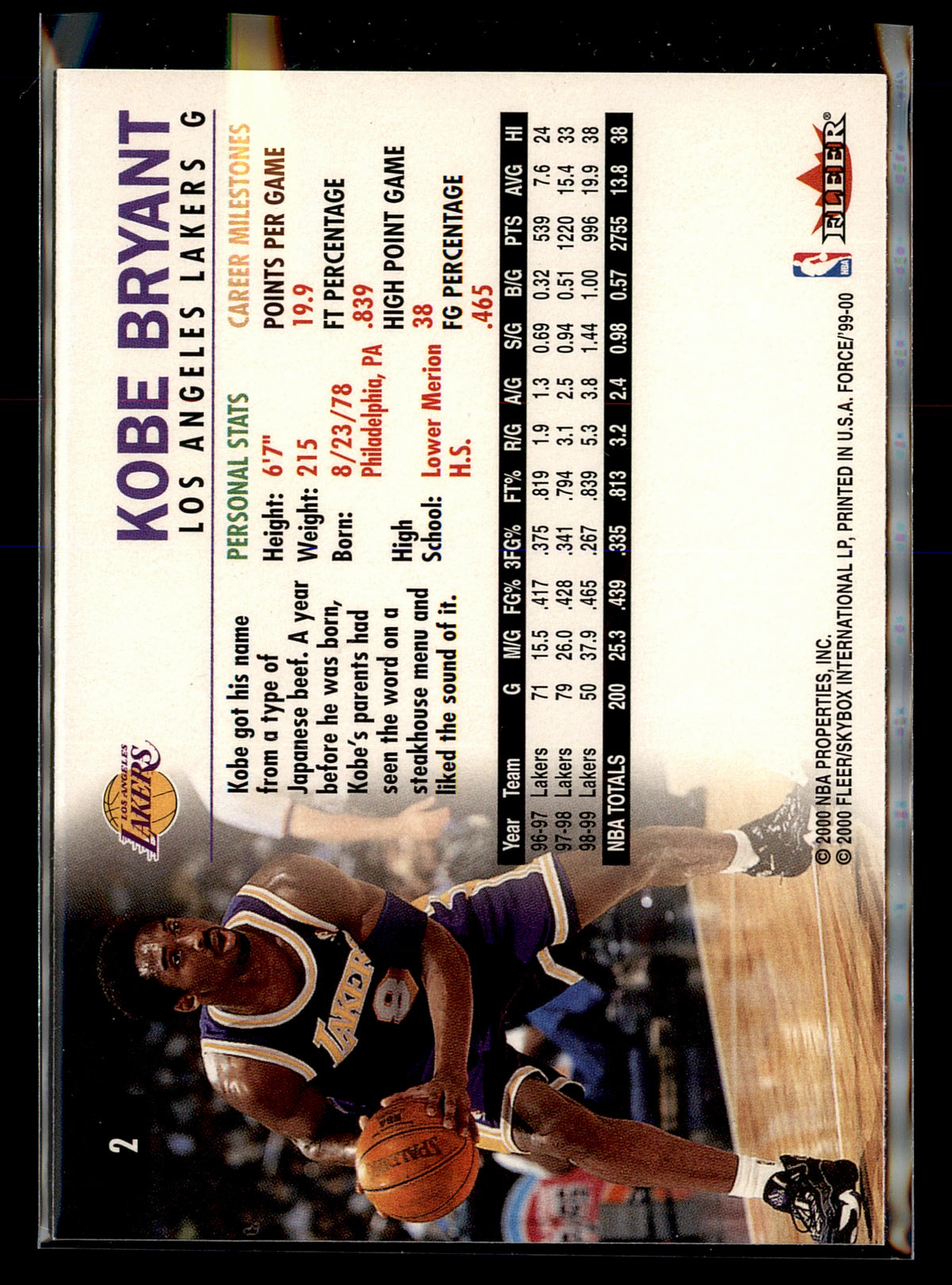 1999-00 Fleer Force #2 Kobe Bryant