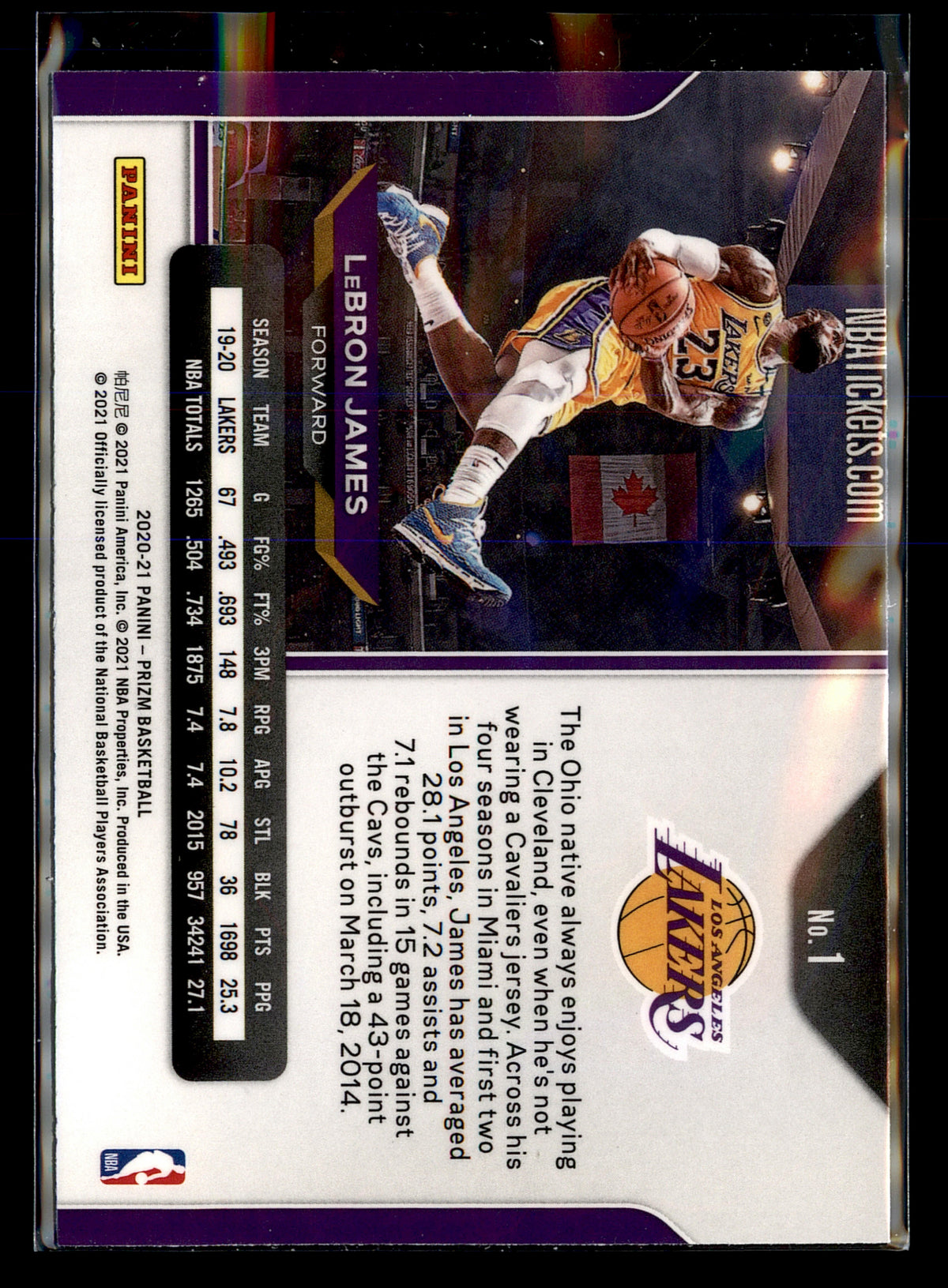 2020-21 Panini Prizm #1 LeBron James