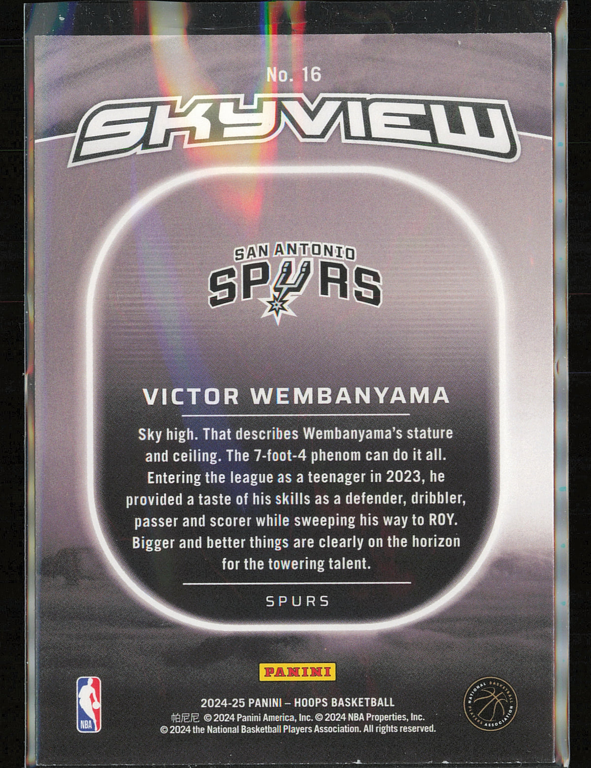2024-25 Hoops #16 Victor Wembanyama Skyview