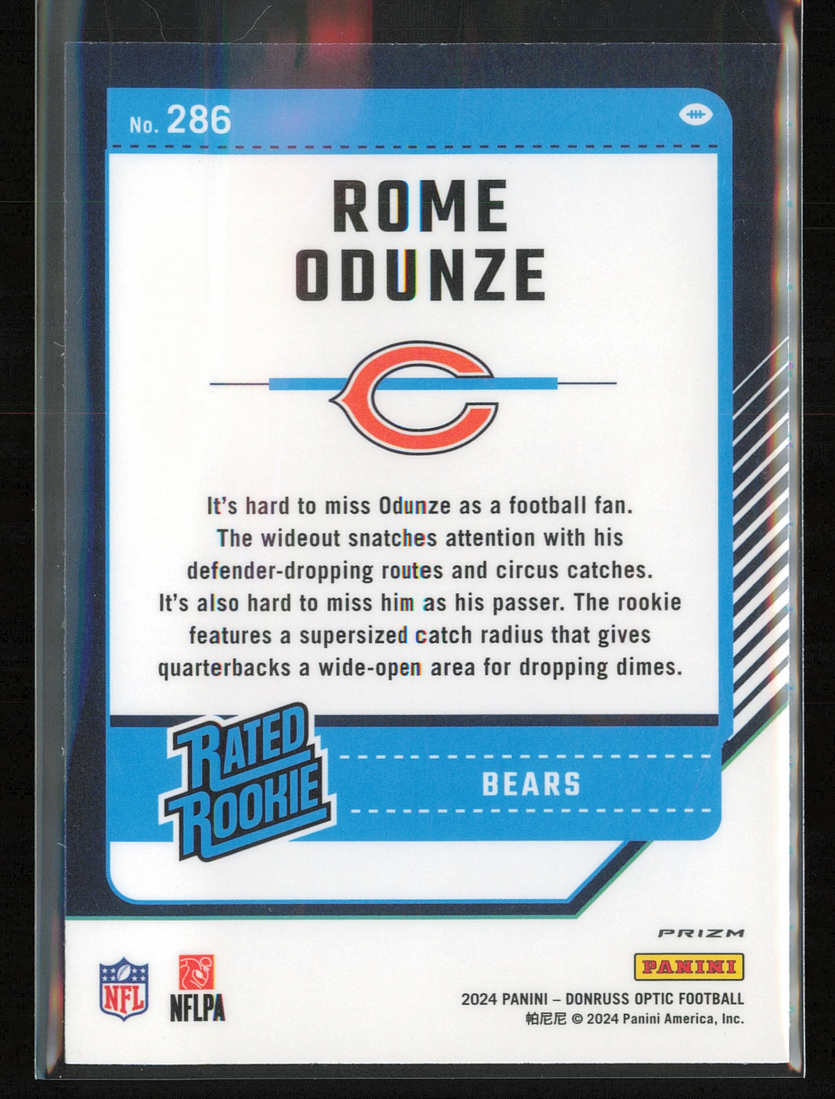 2024 Donruss Optic #286 Rome Odunze Holo