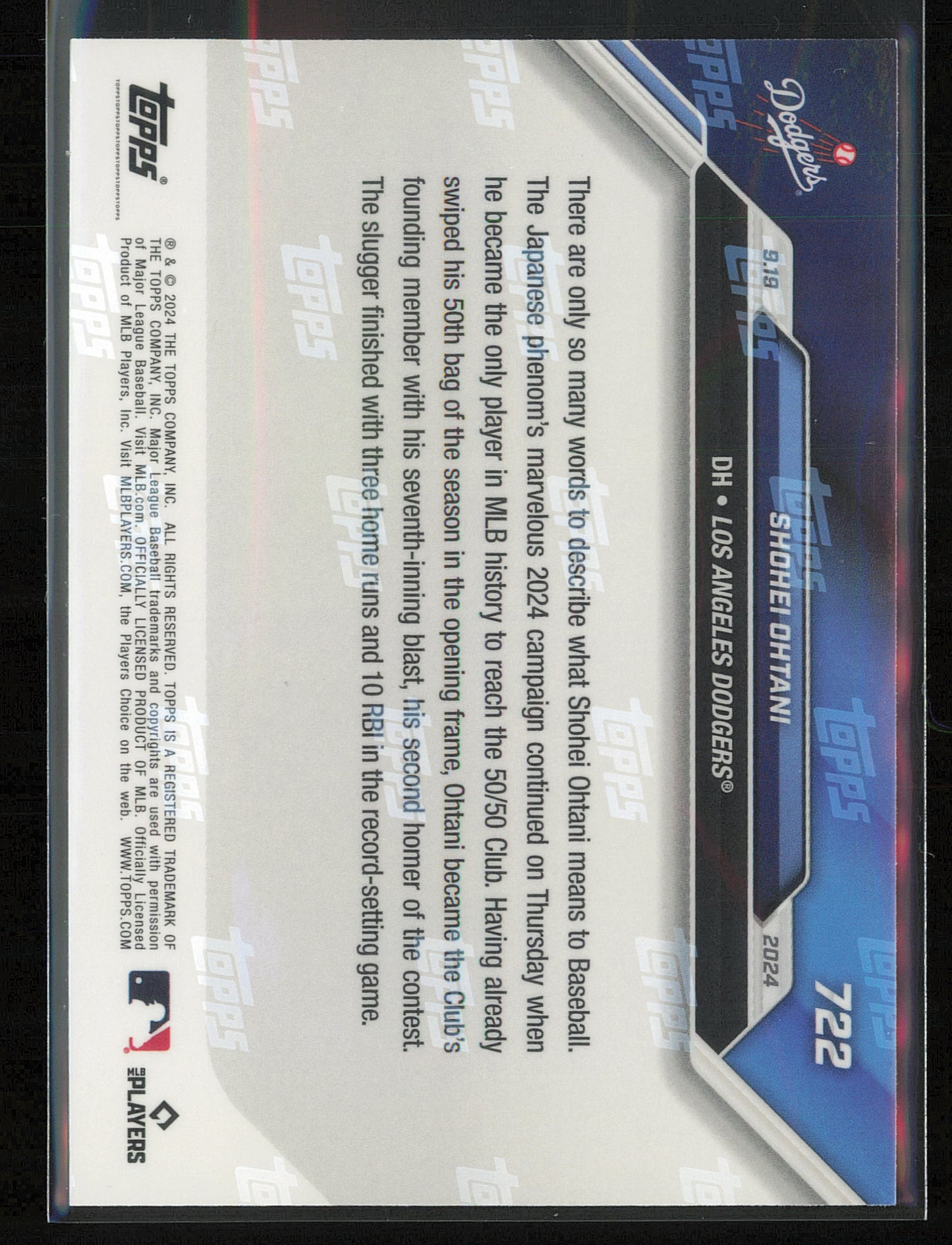 2024 Topps Now #722 Shohei Ohtani