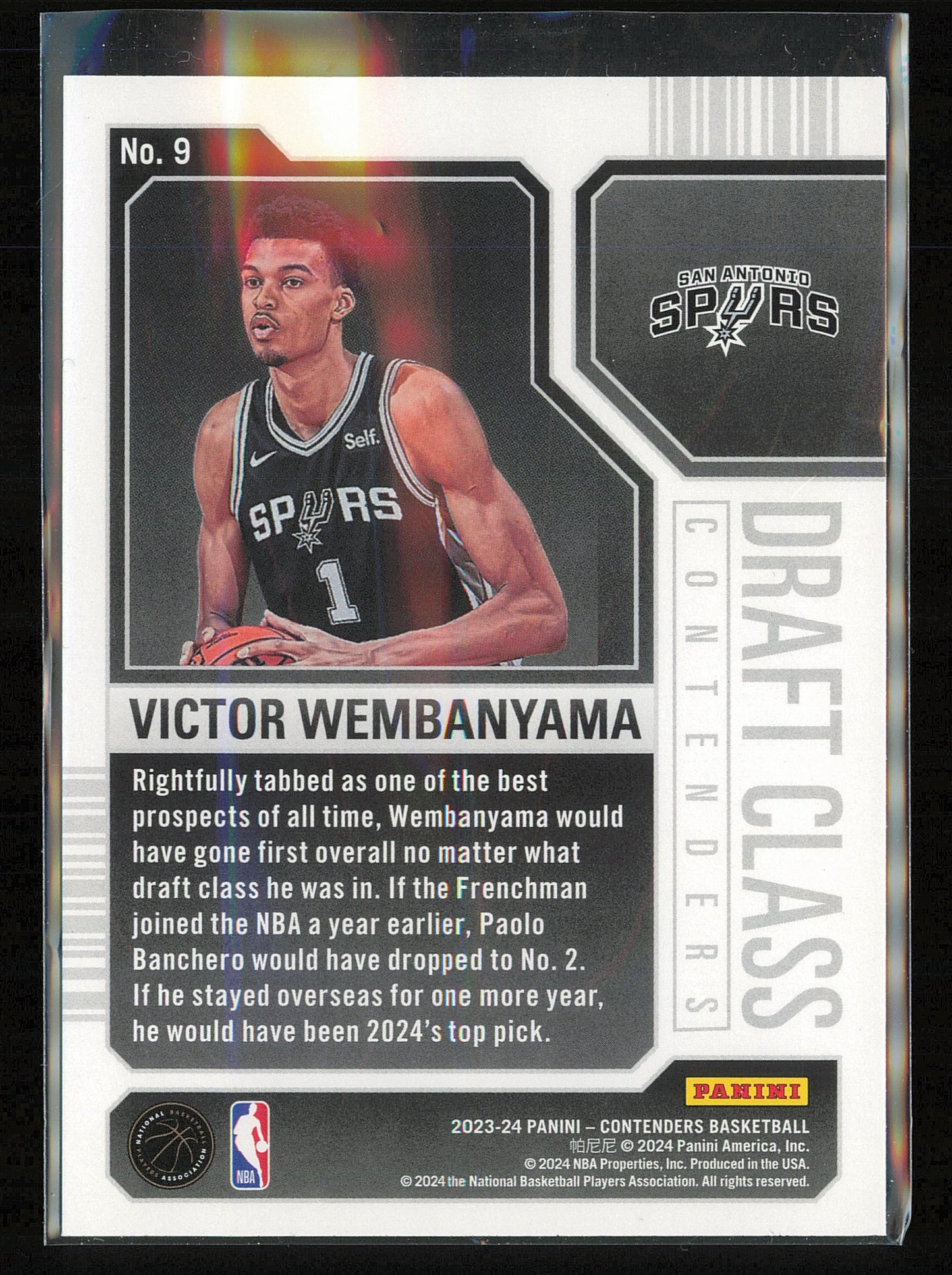 2023-24 Panini Contenders #9 Victor Wembanyama 2023 Draft Class Contenders