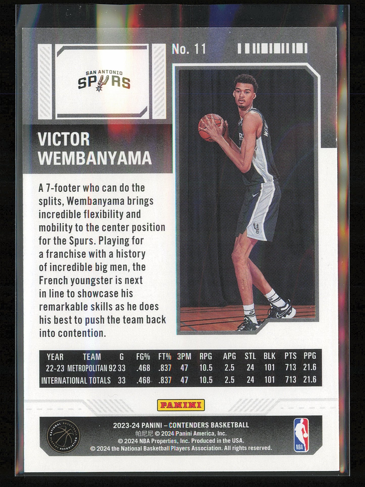 2023-24 Panini Contenders #11 Victor Wembanyama Season Ticket Retail