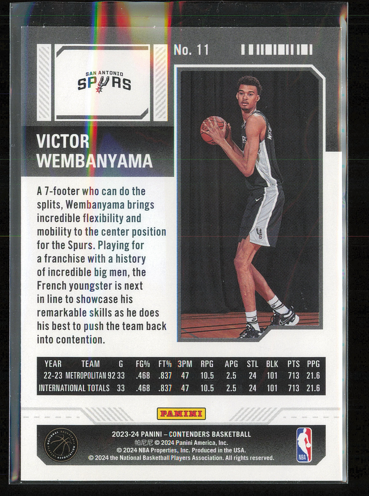 2023-24 Panini Contenders #11 Victor Wembanyama Season Ticket Retail
