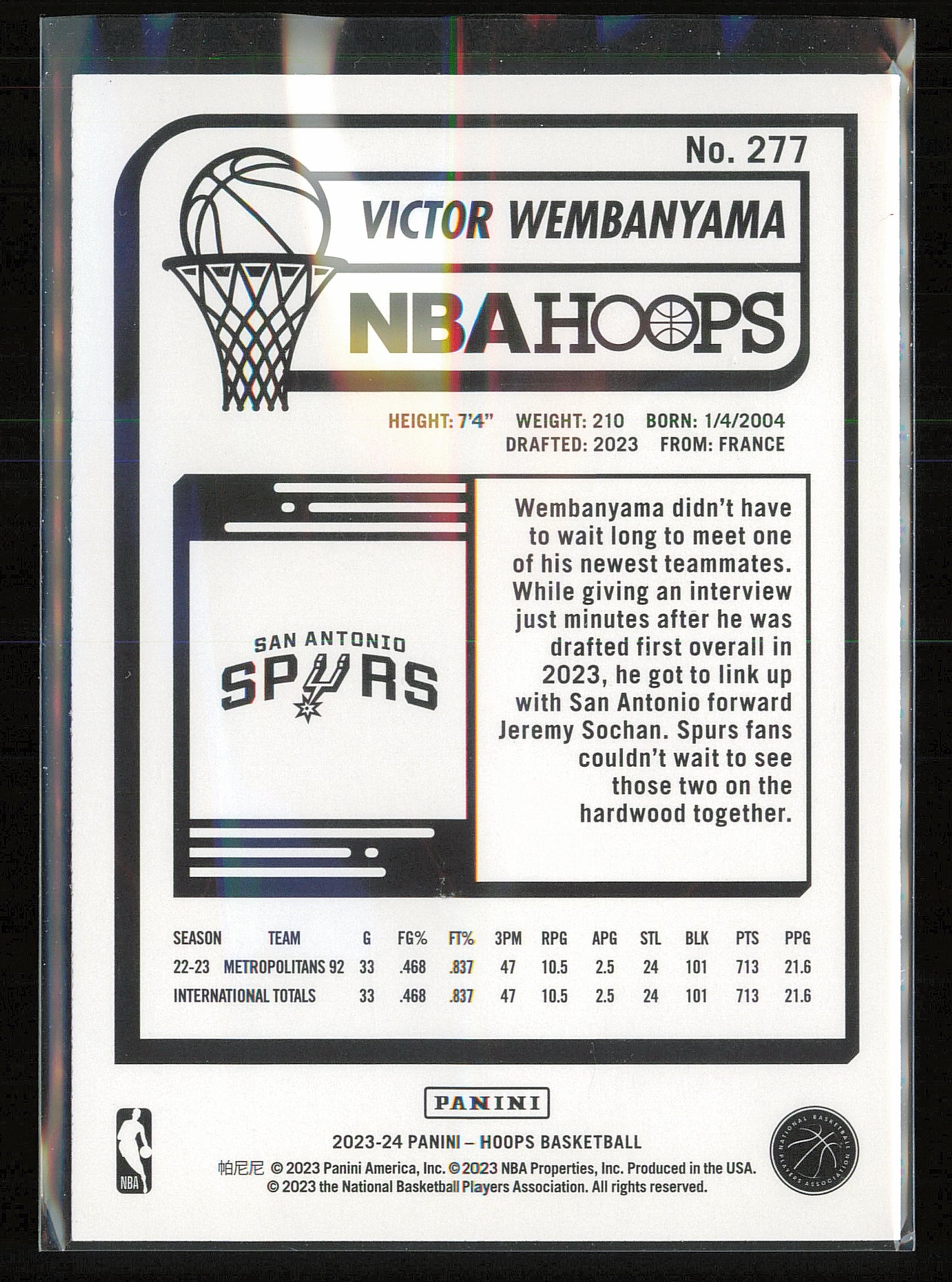2023-24 Hoops Winter #277 Victor Wembanyama
