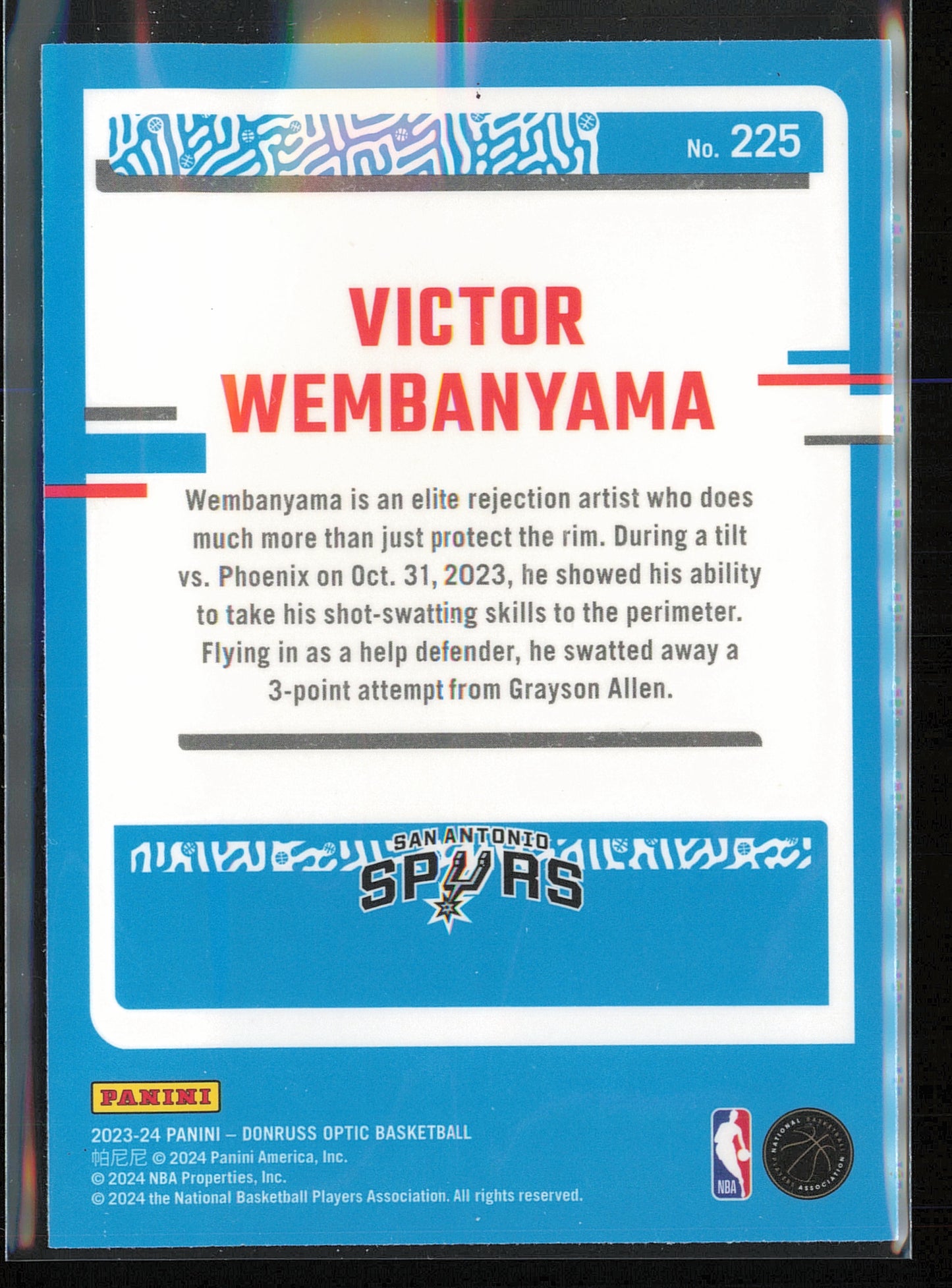 2023-24 Donruss Optic #225 Victor Wembanyama