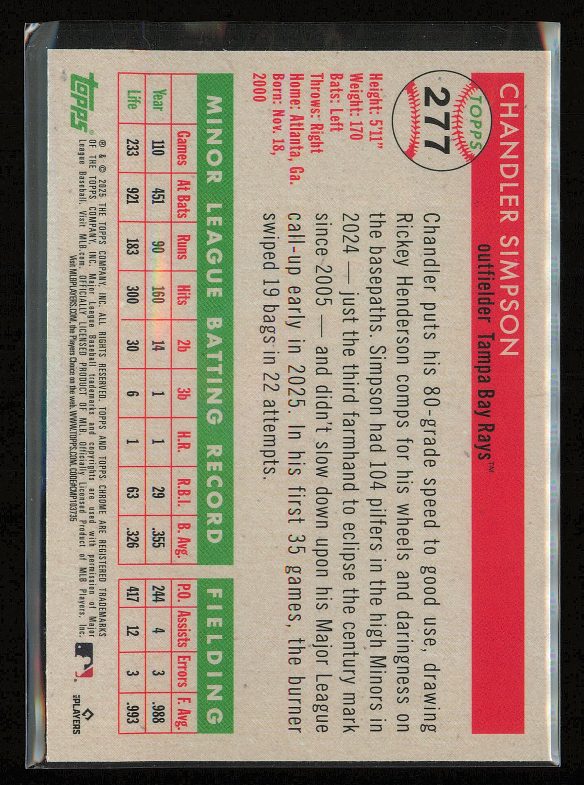 2025 Topps Chrome Platinum #277 Chandler Simpson