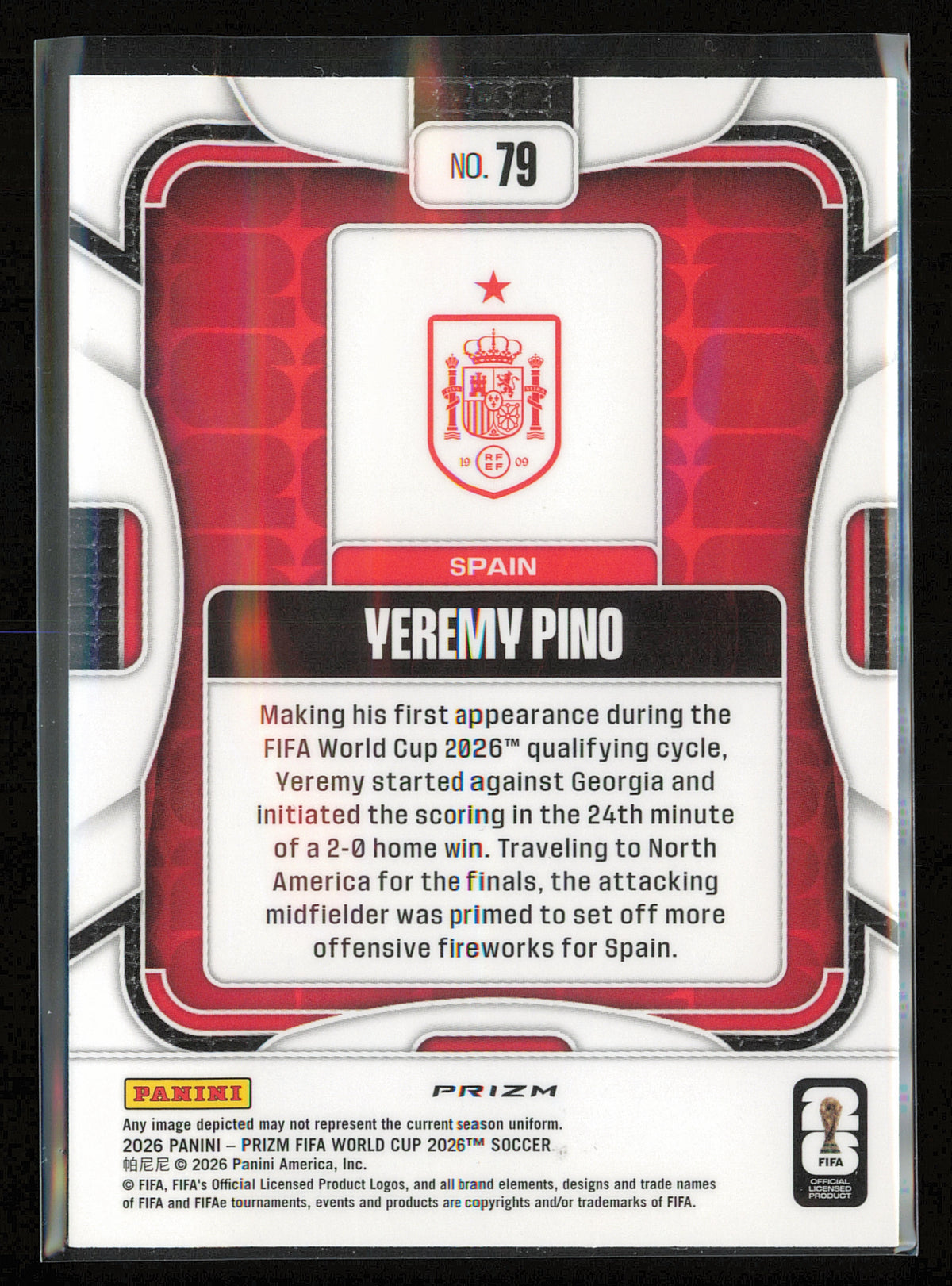 2026 Panini Prizm FIFA World Cup #79 Yeremy Pino Wave Prizms