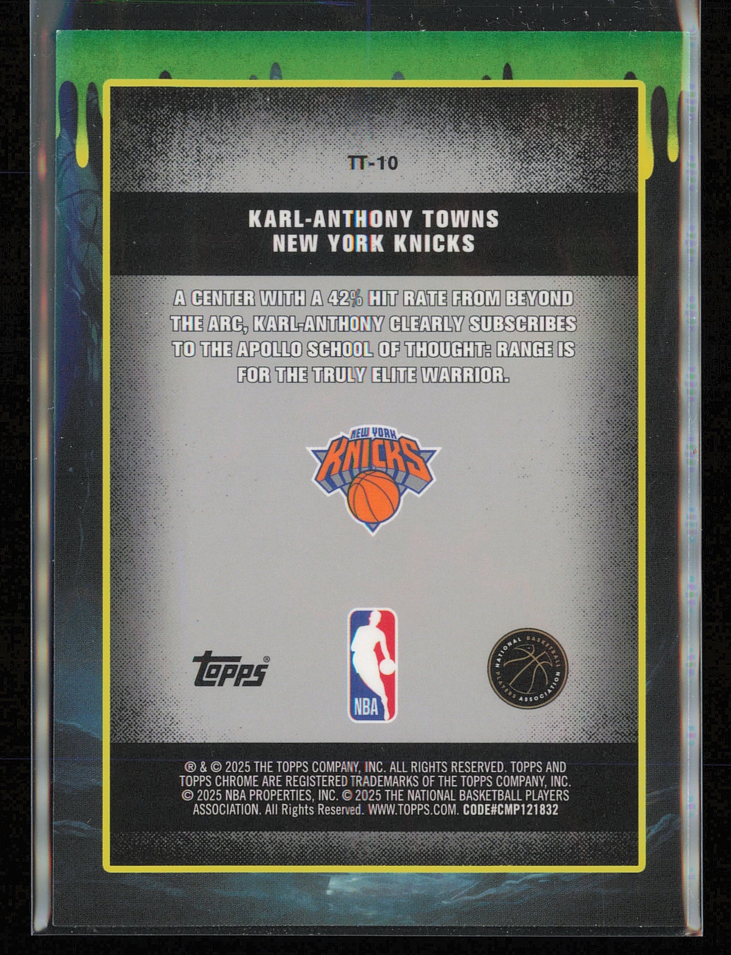 2025-26 Topps Chrome #TT-10 Karl-Anthony Towns Tall Tales Aqua Refractor #/199