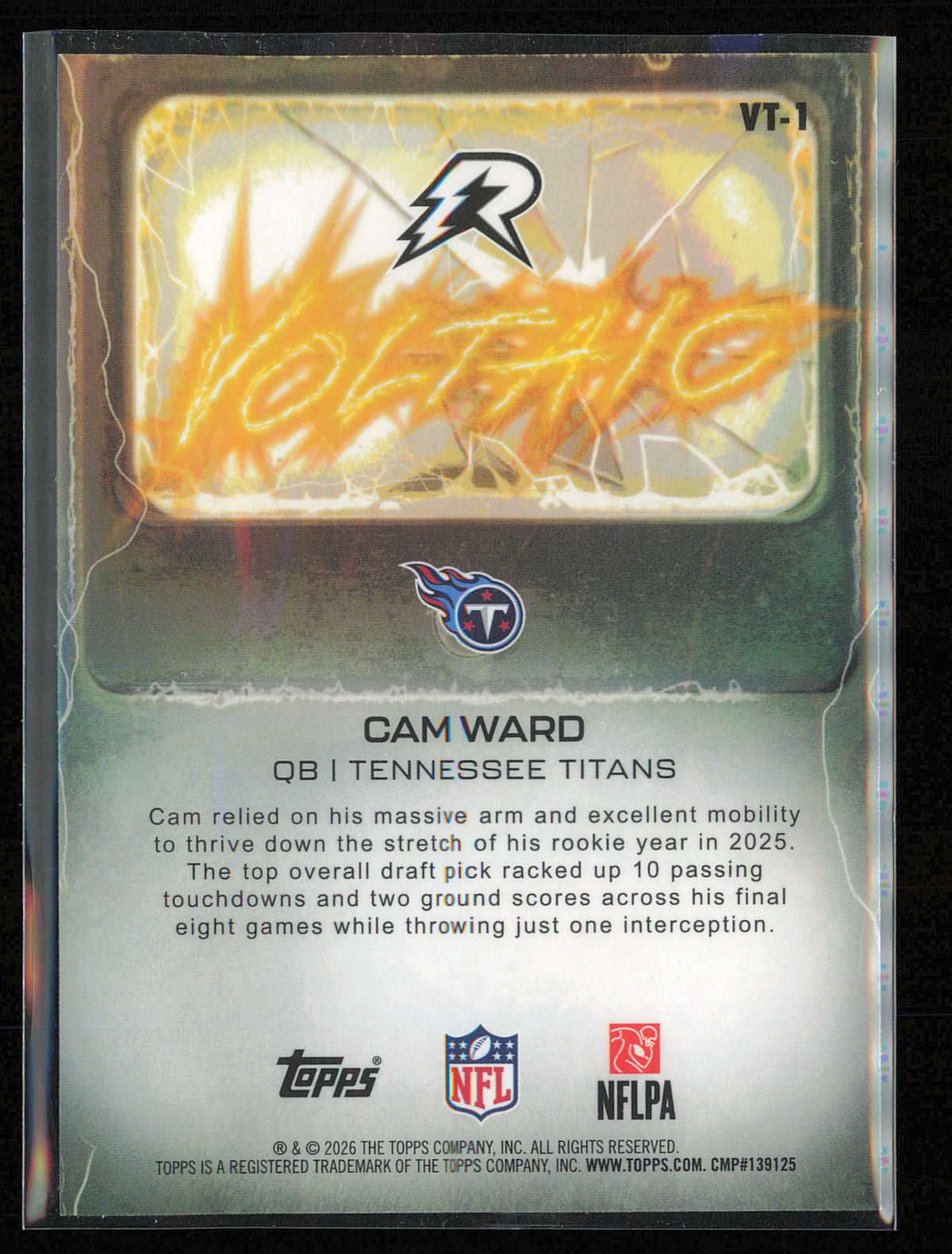 2025 Topps Resurgence #VT-1 Cam Ward Voltaic