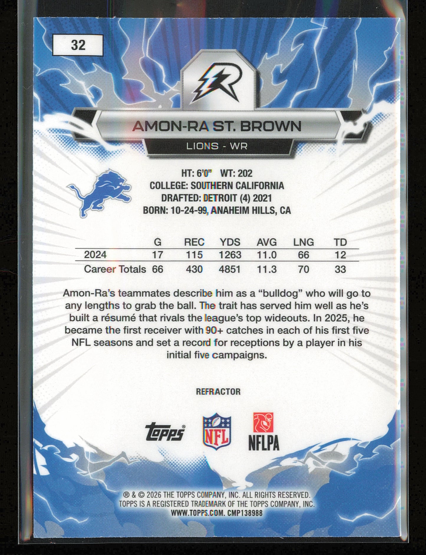 2025 Topps Resurgence #32 Amon-Ra St. Brown Refractor