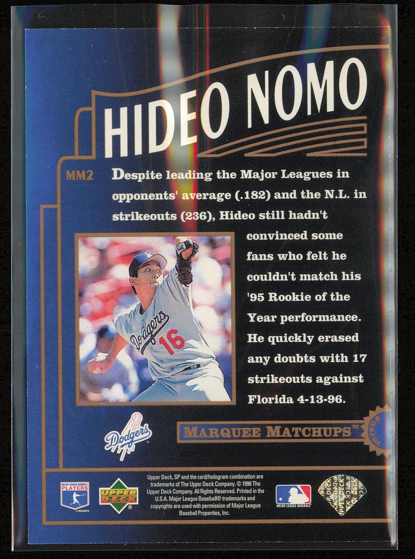 1996 SP #MM2 Hideo Nomo Marquee Matchups