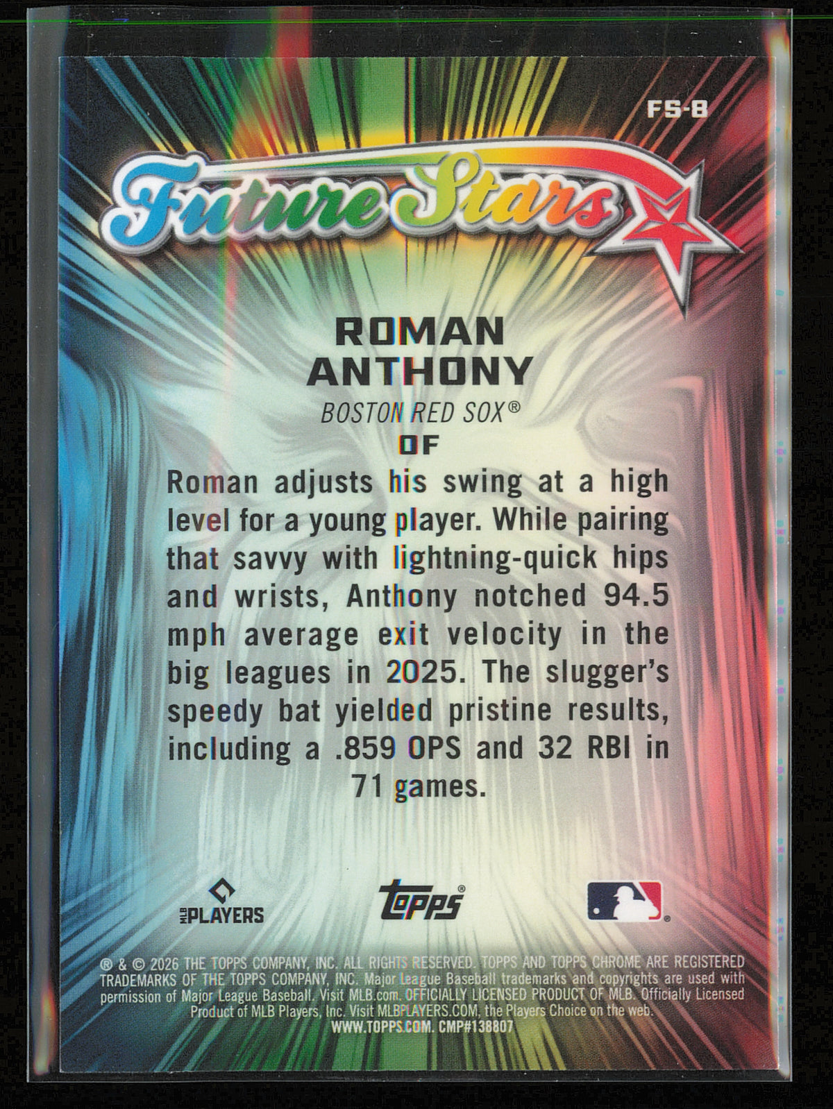 2026 Topps Chrome #FS-8 Roman Anthony Future Stars