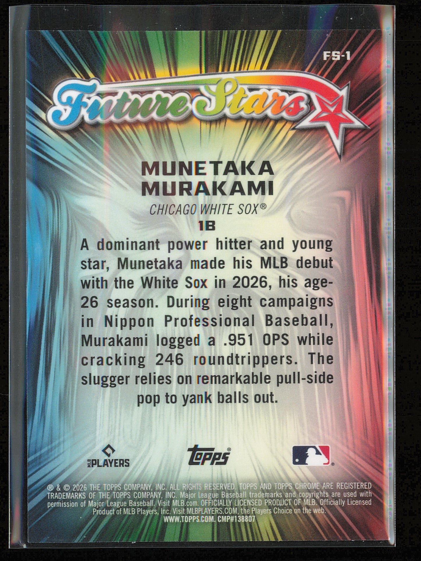 2026 Topps Chrome #FS-1 Munetaka Murakami Future Stars