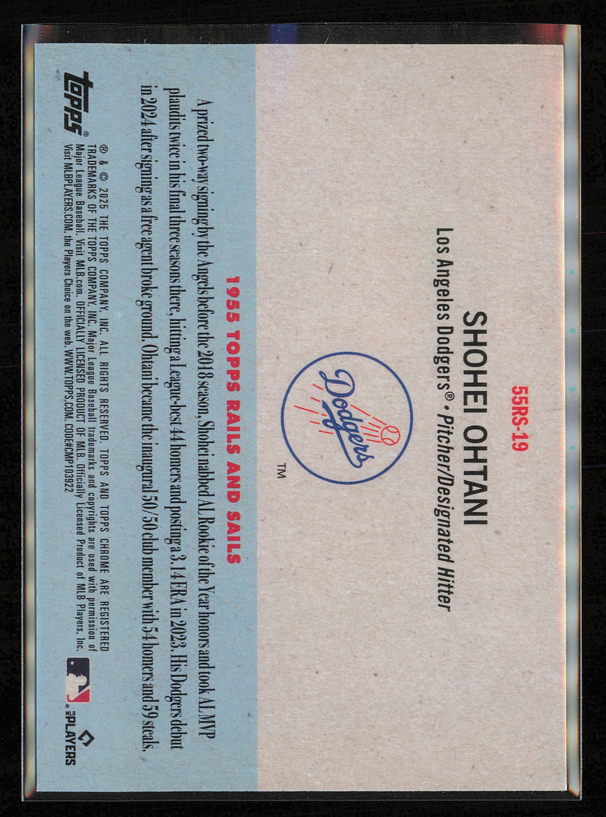 2025 Topps Chrome Platinum #55RS-19 Shohei Ohtani 1955 Topps Rails and Sails