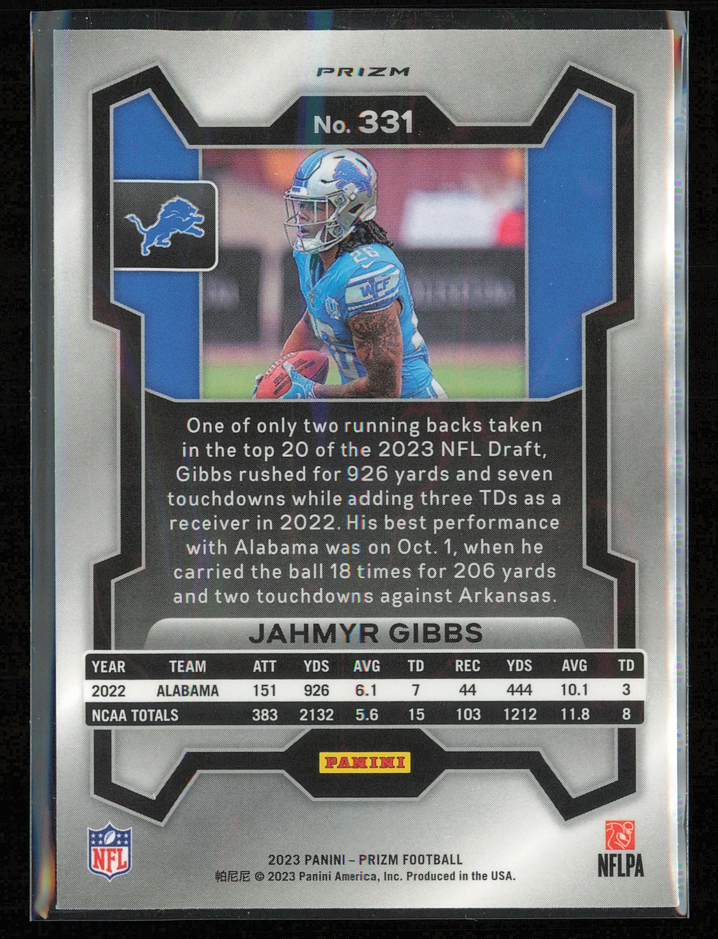 2023 Panini Prizm #331 Jahmyr Gibbs Orange Ice