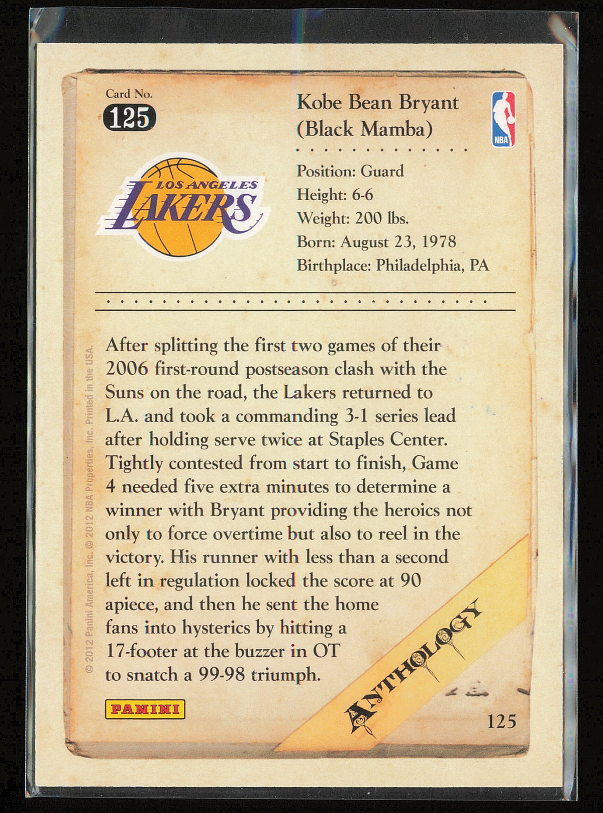 2012-13 Panini Kobe Anthology #125 Kobe Bryant