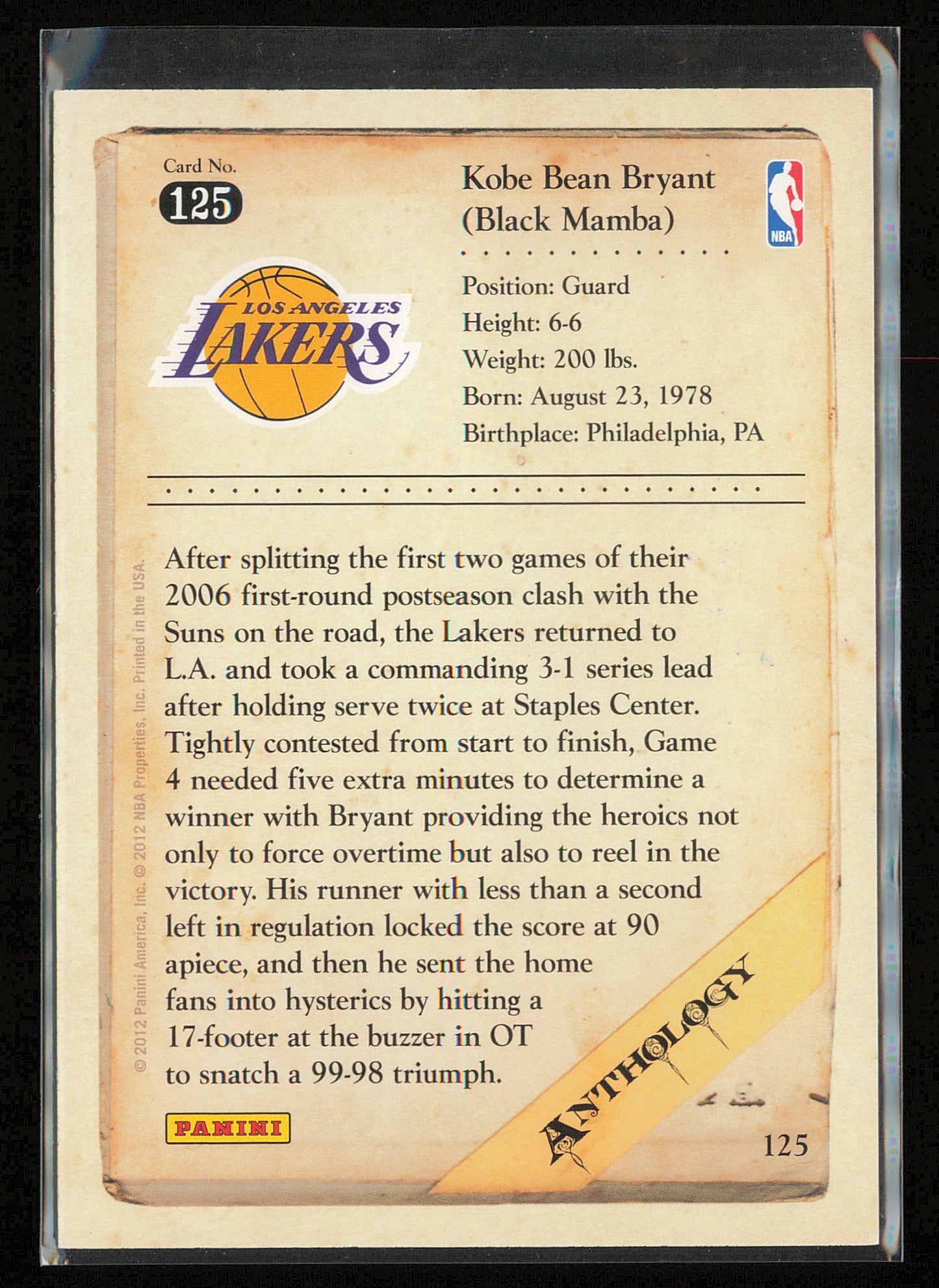 2012-13 Panini Kobe Anthology #125 Kobe Bryant