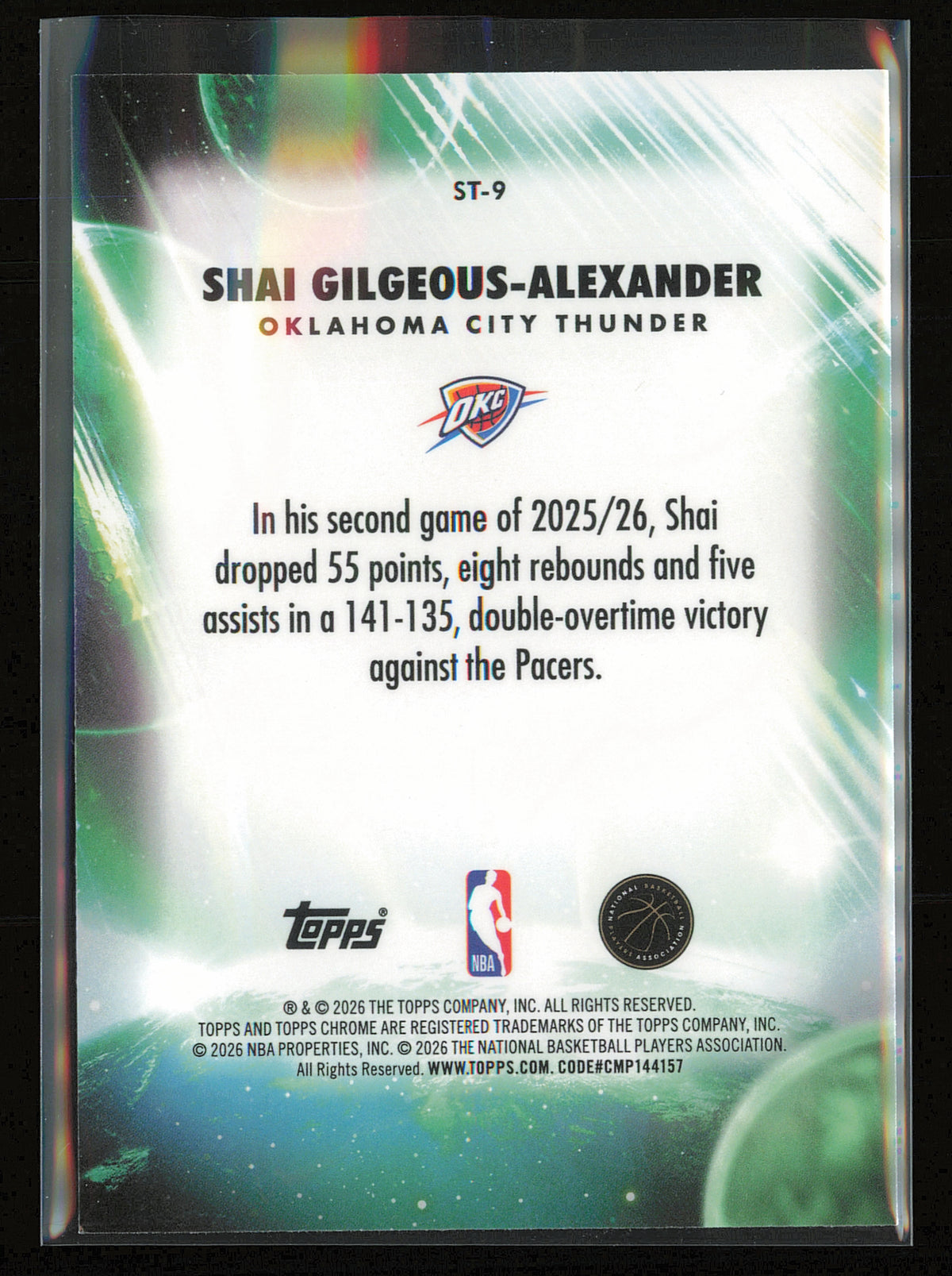 2025-26 Topps Chrome Update #ST-9 Shai Gilgeous-Alexander Stratospheric Stars