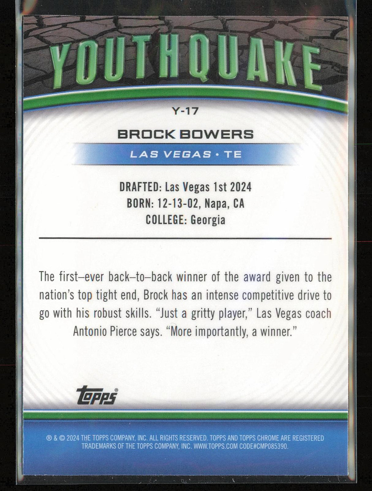 2024 Topps Chrome #Y-17 Brock Bowers Youthquake X-Fractor