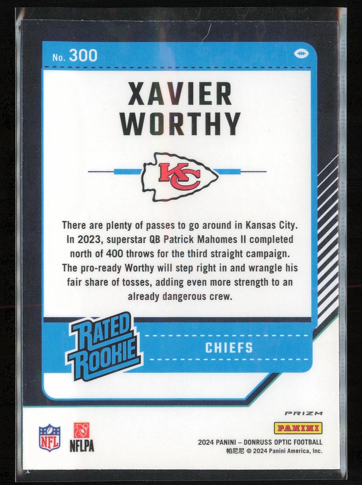 2024 Donruss Optic #300 Xavier Worthy Blue Hyper