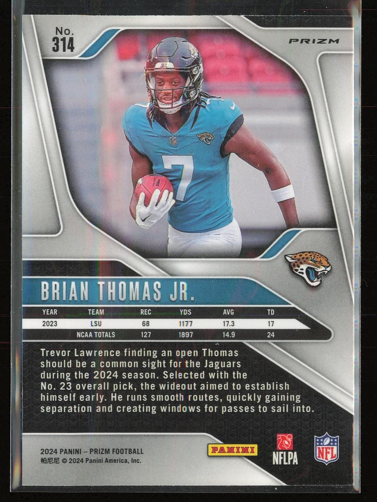 2024 Panini Prizm #314 Brian Thomas Jr. Orange Disco Prizm