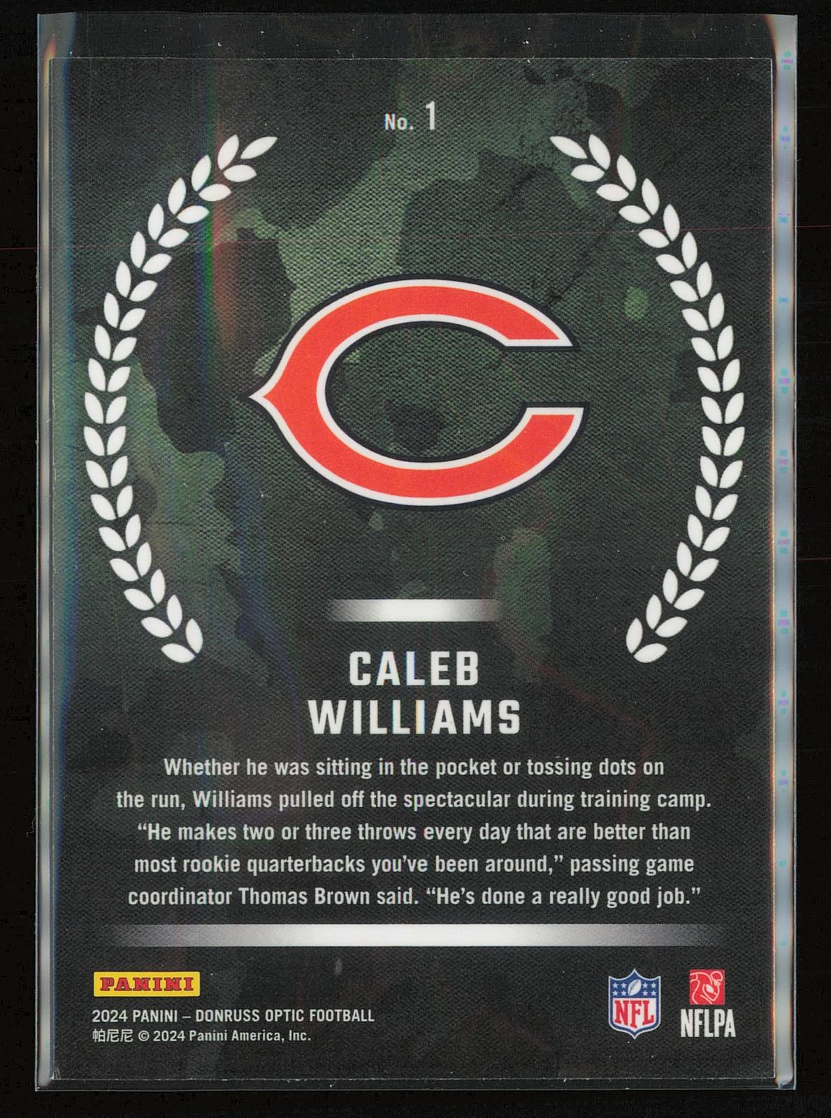 2024 Donruss Optic #1 Caleb Williams Rookie Recruits