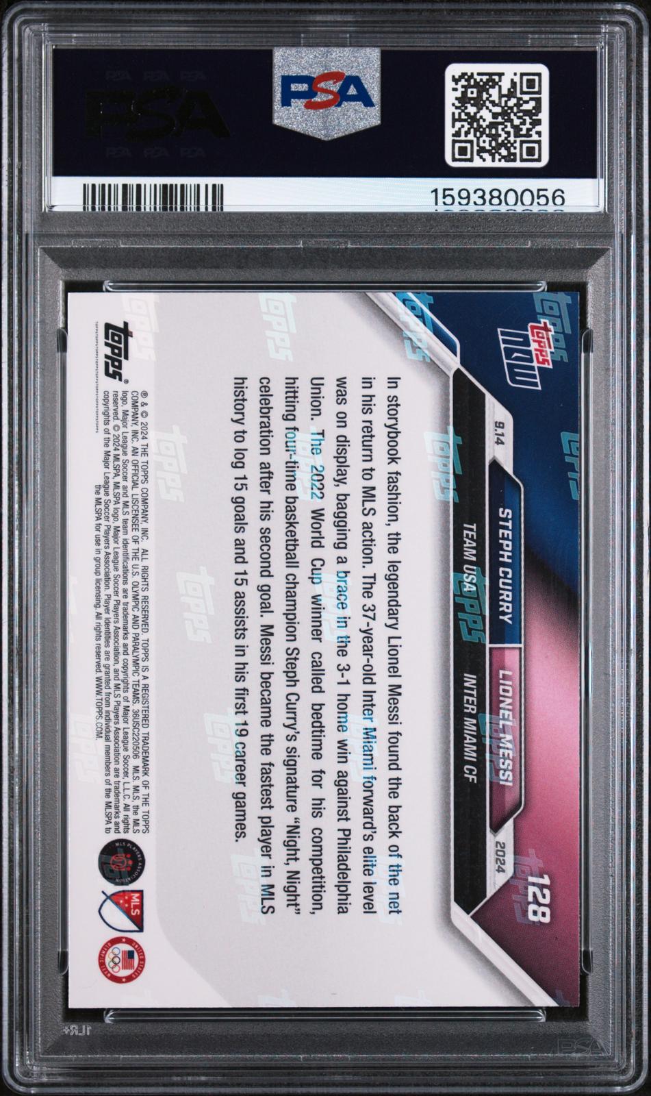 2024 Topps Now Mls #128 Curry/Messi PSA 10